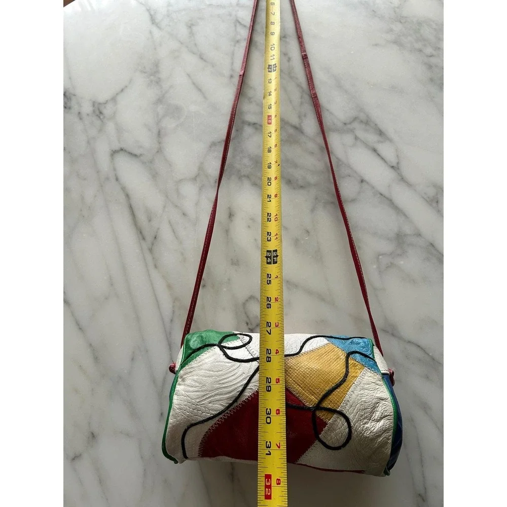 Sereta Vintage 90s‎ Patchwork Leather Crossbody Bag Primary Colorblock Pop Art
